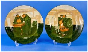 Pair of Royal Doulton `Monk Series Ware` Cabinet Plates, 10.5 inches in diameter.