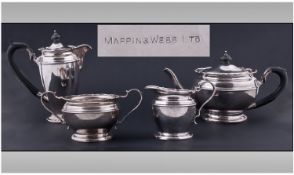 Mappin & Webb. George V. Singles Silver 4 Piece Tea Service. Comprises 1 tea pot, 1 water jug, 1