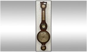 Late Georgian Mahogany Banjo Shaped Mercury Barometer. Makers name A Luvate, Preston. 36 inches in