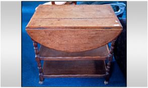 Golden Oak Two Tier Drop Leaf Tea Trolley, On Turned Supports, Early 20thC