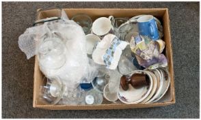Box Of Miscellaneous. Comprising glass items and ceramics. Various items.