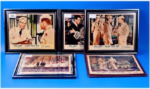 Cinema Stills. Framed set of four 1950`s Front of House stills for Mario Lanza films ``Because You`