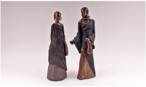 Two Stone/Resin Limited Edition Maasai Figures. 1, ``en-kerai, youthful days,`` signed to base,