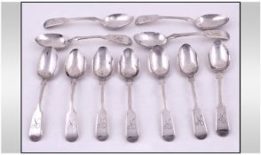 Edwardian Silver Set of Eleven Teaspoons, Marked Sterling 925, Lion Passant and the Letter R. 7 ozs