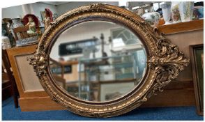 Large Georgian Style Mirror, Broad Gilt Moulded Frame, Surmounted With Acanthus And Scroll