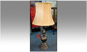 An Eighteenth Century Dutch Style Brass Candlestick Lamp together with a cream shade. 36 inches