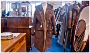 Ladies Mid Brown 3/4 Length Swede Effect Winter Coat, faux fur lining. Size 16-18 approx.