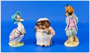 Beswick Beatrix Potter Figures ( 3 ) In Total. 1/ Jemima Puddle Duck, First Version - Small Size,