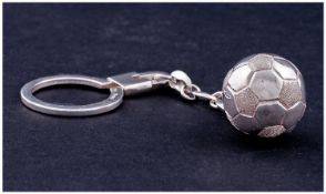 Football Interest. A Silver Key Ring featuring a realistic football. London import mark by S.W.P