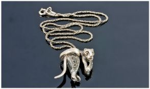 Silver Cartier Style Pendant and Silver Chain.