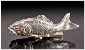 Silver Miniature Model of a Fish-Salmon. Fully hallmarked, markers mark G.V & Co. 3.25 inches in