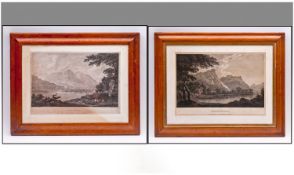 Pair Of Maple Framed Prints, one of Grasmere, engraved by B.T Pouncy publications 1785, by W.