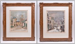 Two Framed Prints After Maurice Utrillo. One of St Bernard and the other an unsigned street scene.