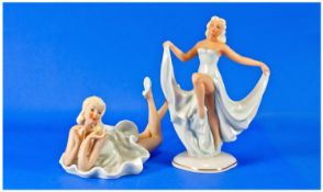 Schaubach - Kunst Porcelain Pair of Figures ` Dancers ` c.1970`s. Standing Figure 6.75 Inches Tall,