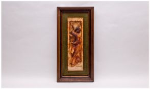 Continental 3D Framed Plaque depicting an Angel playing a harp. 11 by 22 inches.