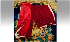 Pair of Quality Velvet Heavy Red Curtains 83 inch drop together with three matching curtains, 54