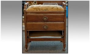 Victorian Piano Stool with embroidered seat. 23 inches in height.