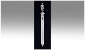 Royal Irish. A Top Quality Silver Paper Knife. The handle realistically modelled as a Roman