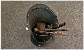 Large Coal Scuttle and Accessories.