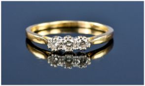 18ct Gold Diamond Ring, Set With Three Round Modern Brilliant Cut Diamonds, Estimated Diamond