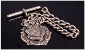 Victorian Silver Fob - Boxton Shield and Chain. Hallmarked Birmingham 1898. 26 grams.