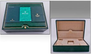 Rolex Deluxe Large Green Leatherette Gents Watch Box, with fitted interior and wallet. c.1990`s. 3.