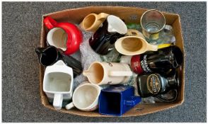 Box Of Miscellaneous. Comprising ceramic advertising jugs of various sizes and subjects.