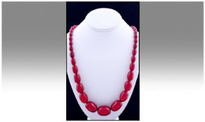 Vintage Excellent Cherry Colour, Amber Graduating Long Necklace. 32 Inches In Length. 77.3 grams.