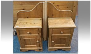 Pine Headboard With Two Incorporated Bedside Cabinets.