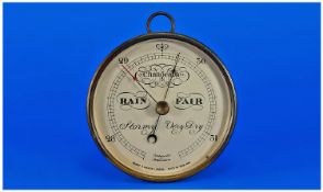 Short And Mason Vintage Brass Cased Circular Barometer, compensated for temperature. 6 inch