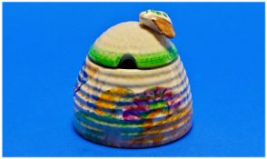 Clarice Cliff Lidded Beehive Preserve Pot ` Aurea ` Pattern. Bizarre Range, c.1934. Height 3