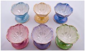 Set of Six Maling Ware Lustre Sundae Dishes in various pastel colours.