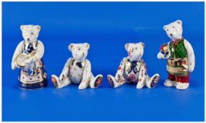 Royal Crown Derby Set of 4 Bear Paperweights.  Mother and Father and Two Baby Bears, Date 2002. No