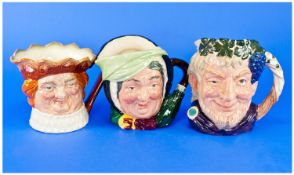 Royal Doulton Character Jugs, 3 In Total. 1, large Sairey Camp, variation 1, D 5528, height 6.25