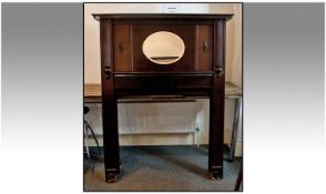 1930`s Mahogany Fireplace Surround, with an oval mirrored top on reeded column sides. Height 71