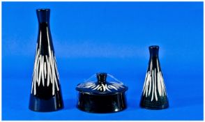 Midwinter Jessie Tait Clayburn Factory Black and White 4 Piece Cruet Set.