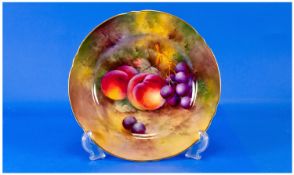 Royal Worcester Cabinet Plate Still Life `Fallen Fruits`. Signed H. Ayrton. Date 1928. Diameter 8