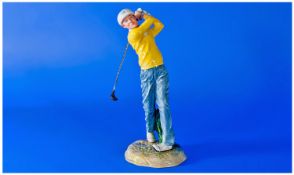 Royal Doulton Figure `Teeing Off`. HN 3276. Designer R. Tabbenor. Issued 1991-1995. Height 8