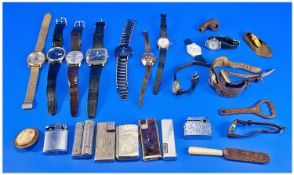 Collection Of Collectables And Oddments, Comprising Mostly Quartz Wristwatches & Lighters.
