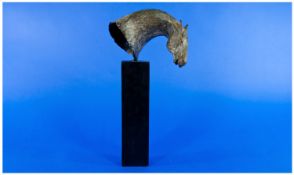 Sophie Dickens Contemporary Sculpture Study Of A Bronze Horses Head. Raised on a bronze tall