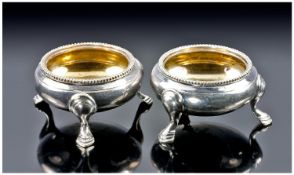 Elkington & Co. Silver Plated Pair of Gilt Interior Salts. c.1900. Each 1.5 inches high.