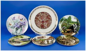 Six Cabinet Plates Comprising French porcelain cake plate & slicer, marked `Pilivite Mehun` France,