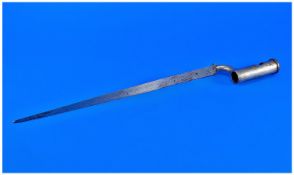 Antique Steel Rifle Bayonet, with attachment for the barrel. Touch mark and engraving to the blade.