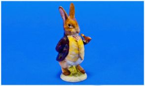 Beswick Beatrix Potter Figure ` Mr Benjamin Bunny ` First Version - Pipe out, Gold Oval Back Stamp.