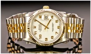 Rolex Oyster Perpetual Date Just 18ct Gold And Steel Gents Wrist Watch. Serial number 7847287. Date