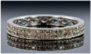 9ct White Gold Diamond Full Eternity Ring, Set With Two Rows Of Round Brilliant Cut Diamonds, Fully