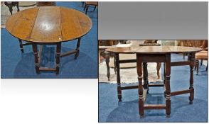 A Small Late Seventeenth Century Drop Leaf Table on turned baluster legs. With alterations. 36