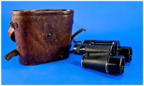 Carl Zeiss Jena Pair Of Field Binoculars, 12 x 40 inches. Number 1077438. With leather case and