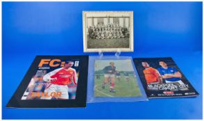 Football Memorabilia comprising Jackie Charlton Signed Photograph, Blackpool V Cardiff City Signed