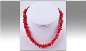 Vintage Coral Necklace. 13 inches in length. 21.8 grams.